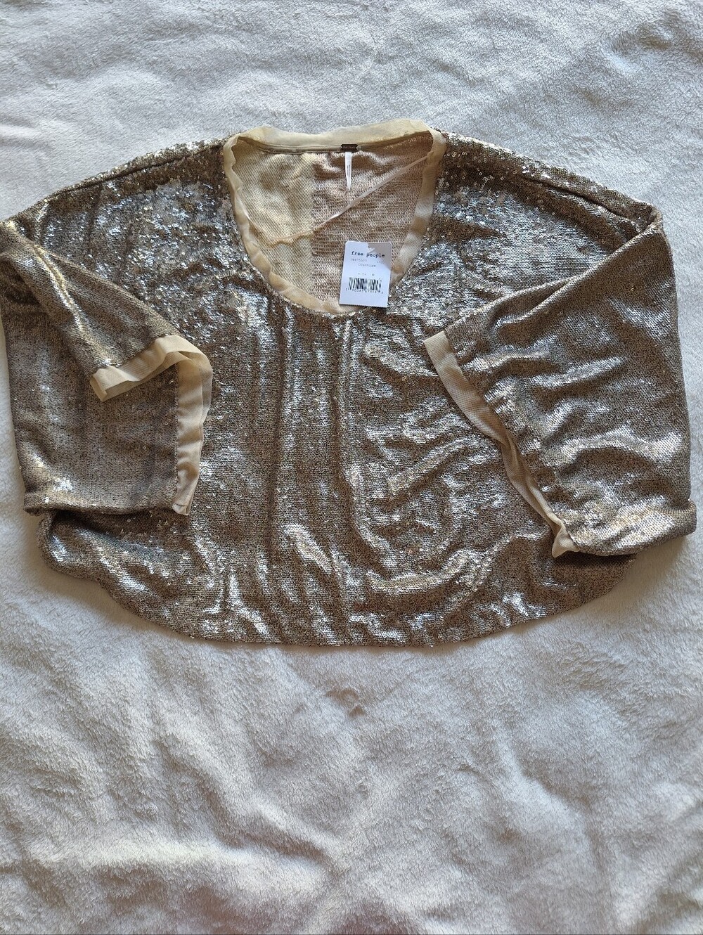NWT Free People Champagne Dreams Sequin Oversized Top Size M